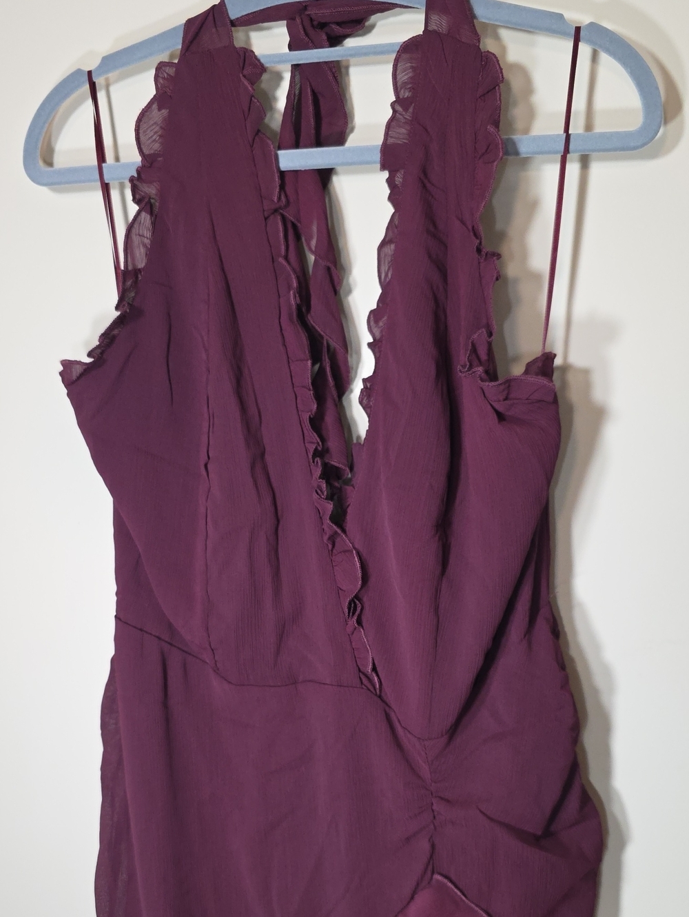 12th Tribe NWT Aria Merlot Halter Ruffle Maxi Dress | Size XL | Open Back - Picture 6 of 10